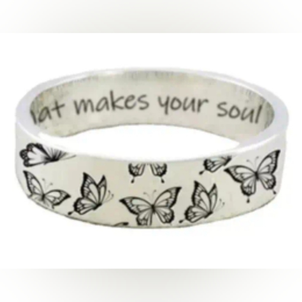 Vintage Look Engraved Butterfly Ring Size 8